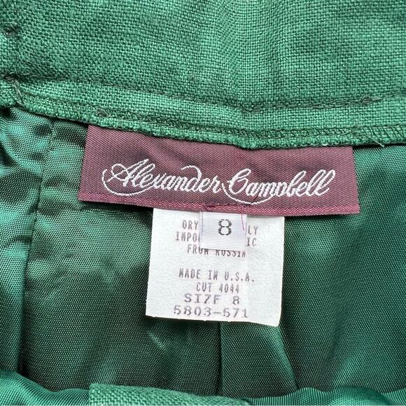 Vintage 90s Alexander Campbell 100% Linen green high waist pleated shorts - Picture 3 of 5